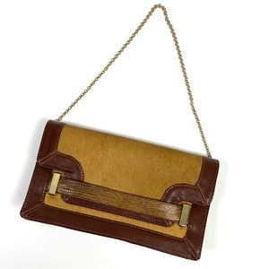 ANTONIO MELANI pony hair leather Brown and Tan Chain Shoulder Bag